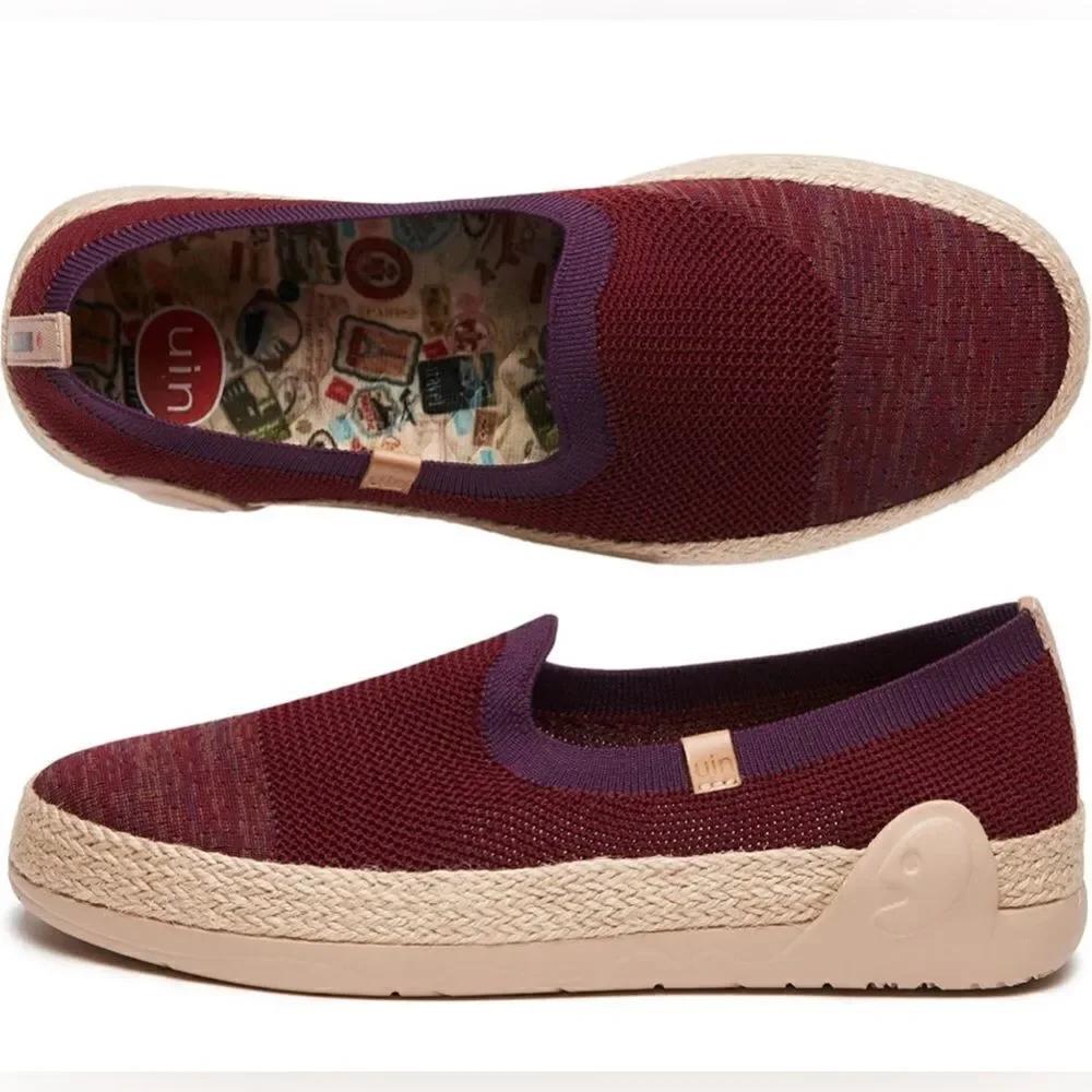 UIN Women's Espadrilles Knitted Lightweight Casual Shoes Marbella (Ripe Cherry)